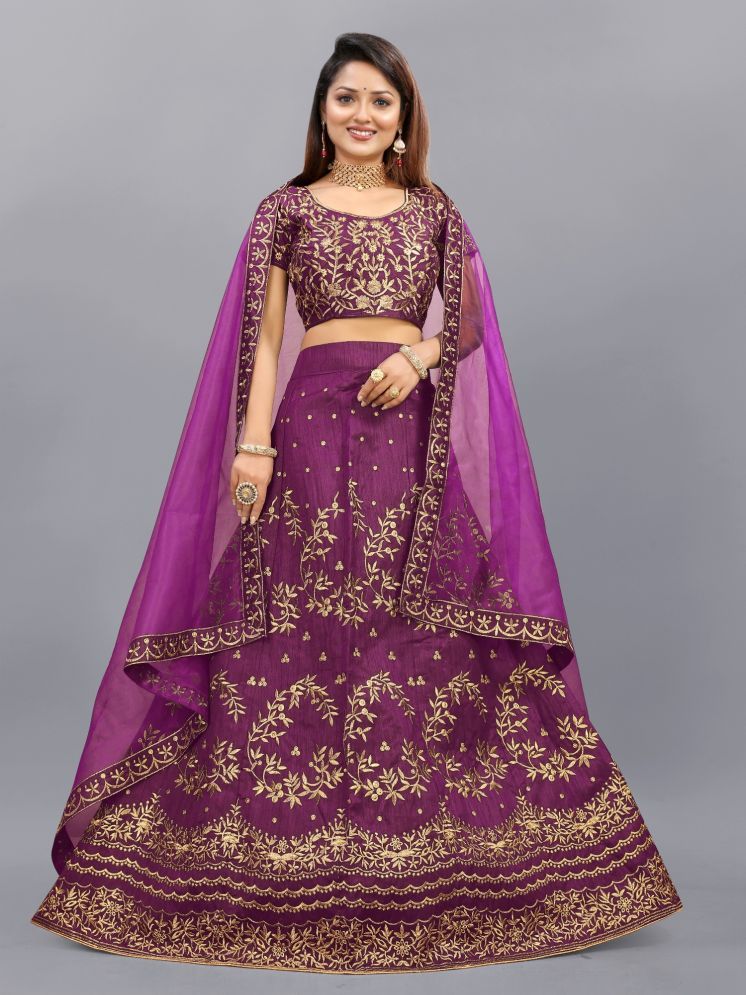     			Lady Shopi Purple Bangalore Silk Unstitched Unstitched Lehenga Single