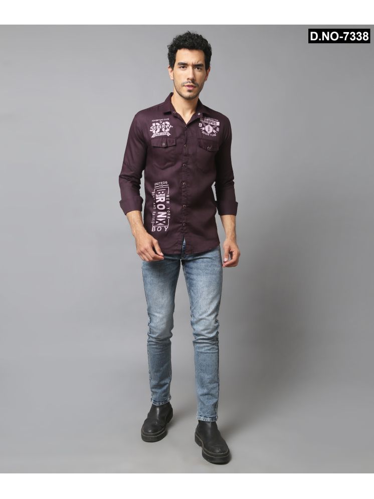     			NEW-18 100% Cotton Regular Fit Solids Full Sleeves Men's Casual Shirt - Maroon ( Pack of 1 )