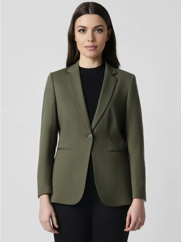     			PPTHEFASHIONHUB - Cotton Blend Green Blazers