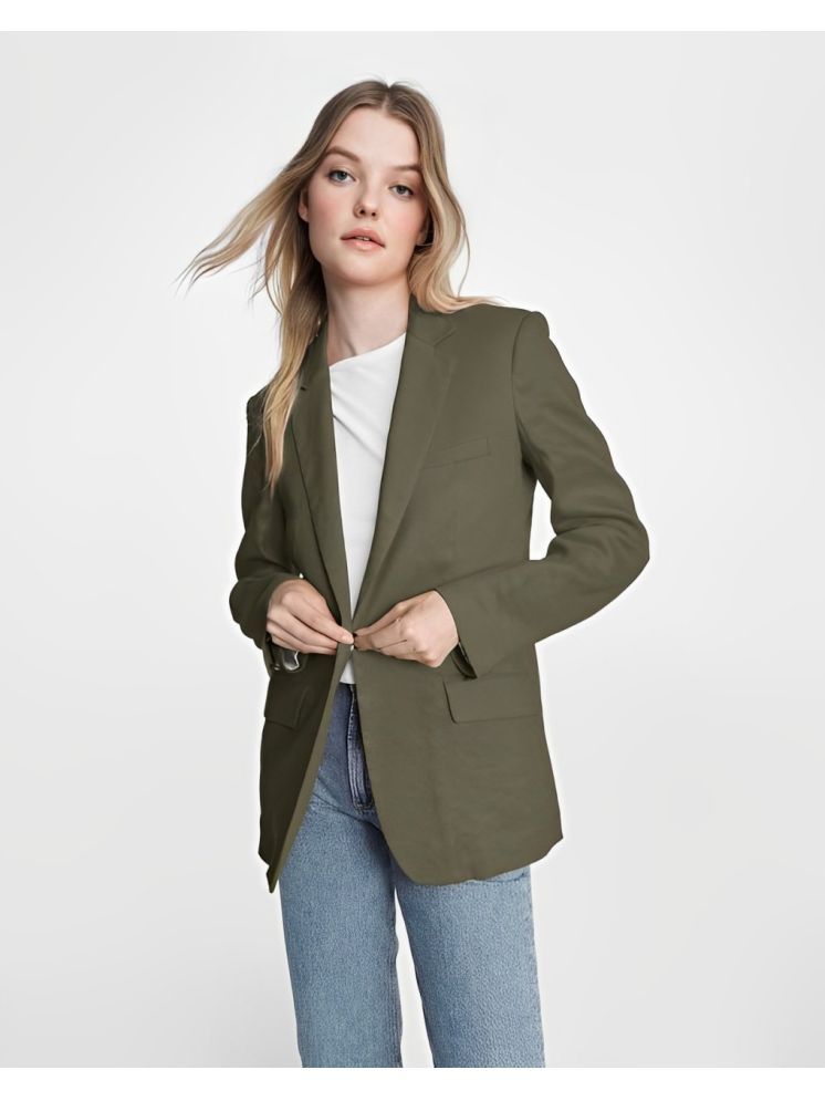     			PPTHEFASHIONHUB - Cotton Blend Green Blazers