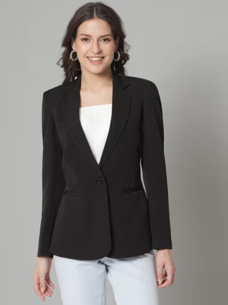     			curvy comfort - Cotton Blend Black Blazers