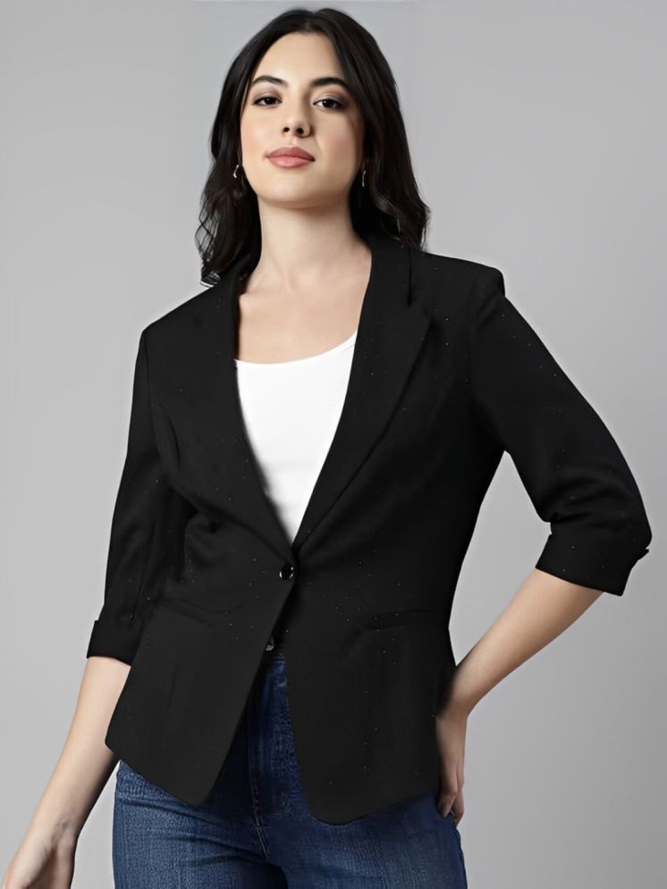     			curvy comfort - Cotton Blend Black Blazers