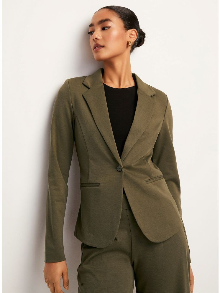     			curvy comfort - Cotton Blend Green Blazers