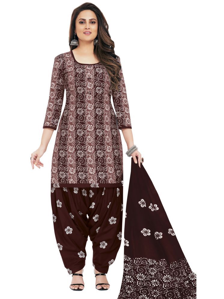     			shree jeenmata collection Cotton Printed Kurti With Patiala Women's Stitched Salwar Suit - Maroon ( Pack of 1 )