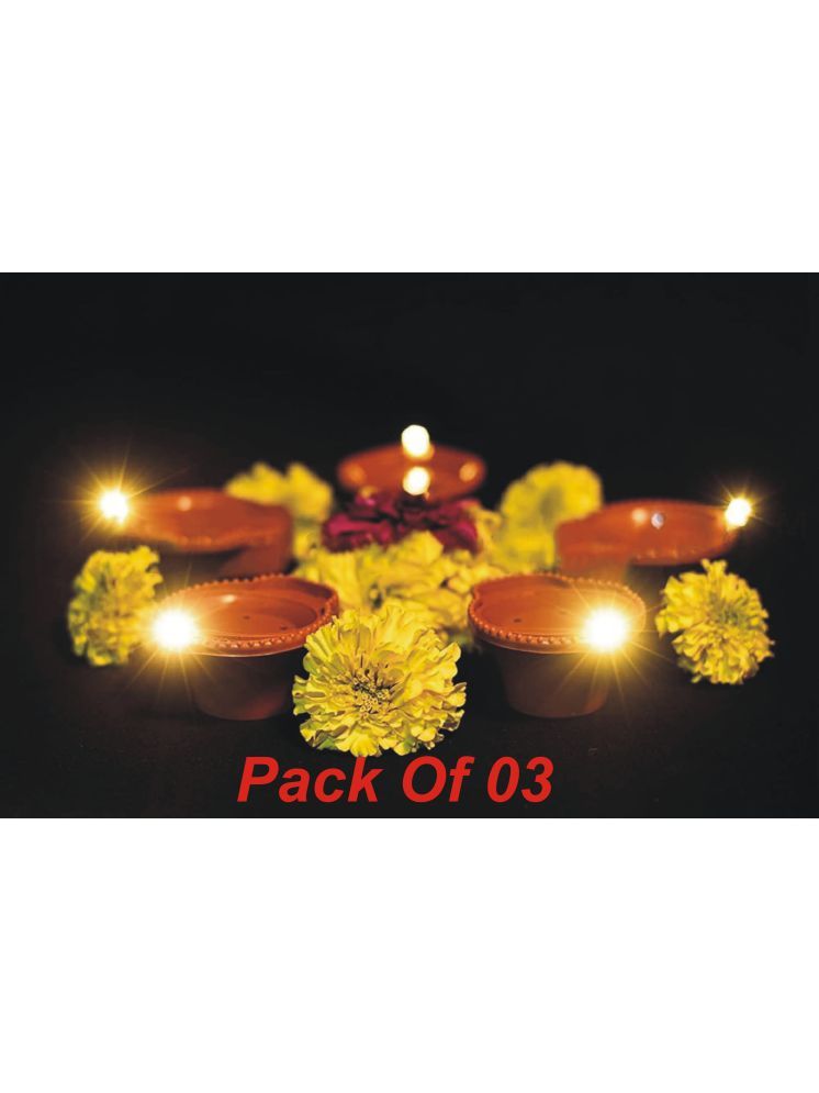     			AFAST Brown Floral LED Tea Light Candle 6 cm ( Pack of 3 )