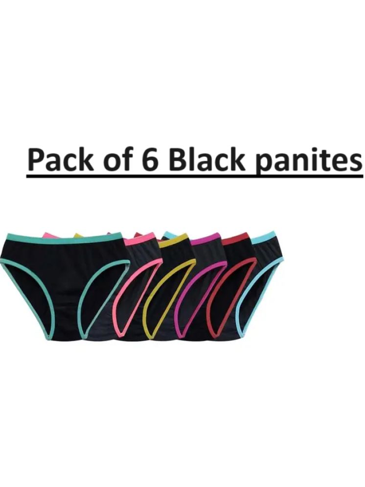     			Brasqly Pack of 6 Cotton Solid Women's Briefs ( Multi Color ) Black Hipster panty