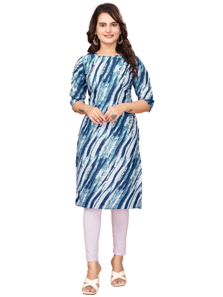     			Fashion Fair Crepe Printed Straight Women's Kurti - Blue ( Pack of 1 )