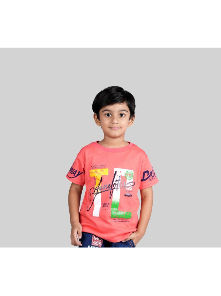     			Kidzee Kingdom Pink Cotton Round Neck Boys T-Shirt ( Pack of 1 )