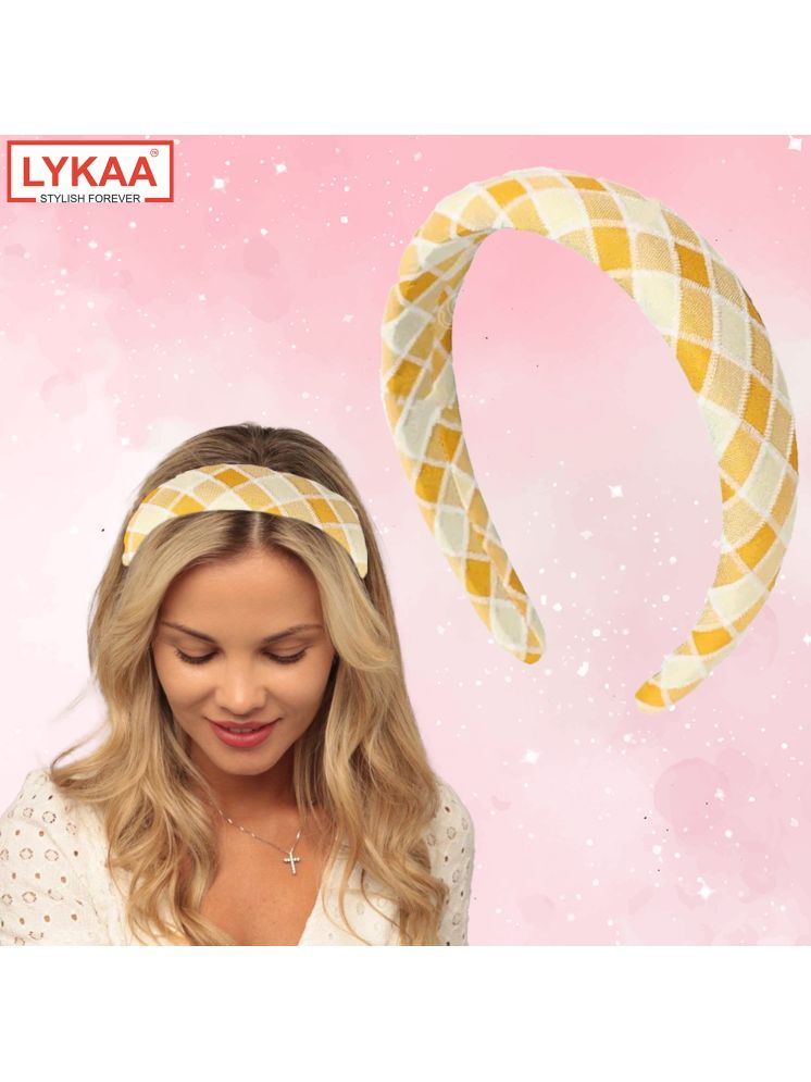     			Lykaa Padded Headbands, Wide Headband, Stylish Fashion Hairband, Puffy Sponge Check-Printed Headband