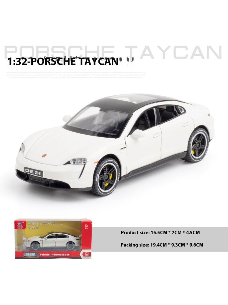     			PANSHUB 1:32 Scale Die-Cast White Porrsche Taycan with Openable Doors,Pull Back Action & Glowing Lights and Model Metal Pullback Toy (1:32 Porrsche Taycan Car-White)