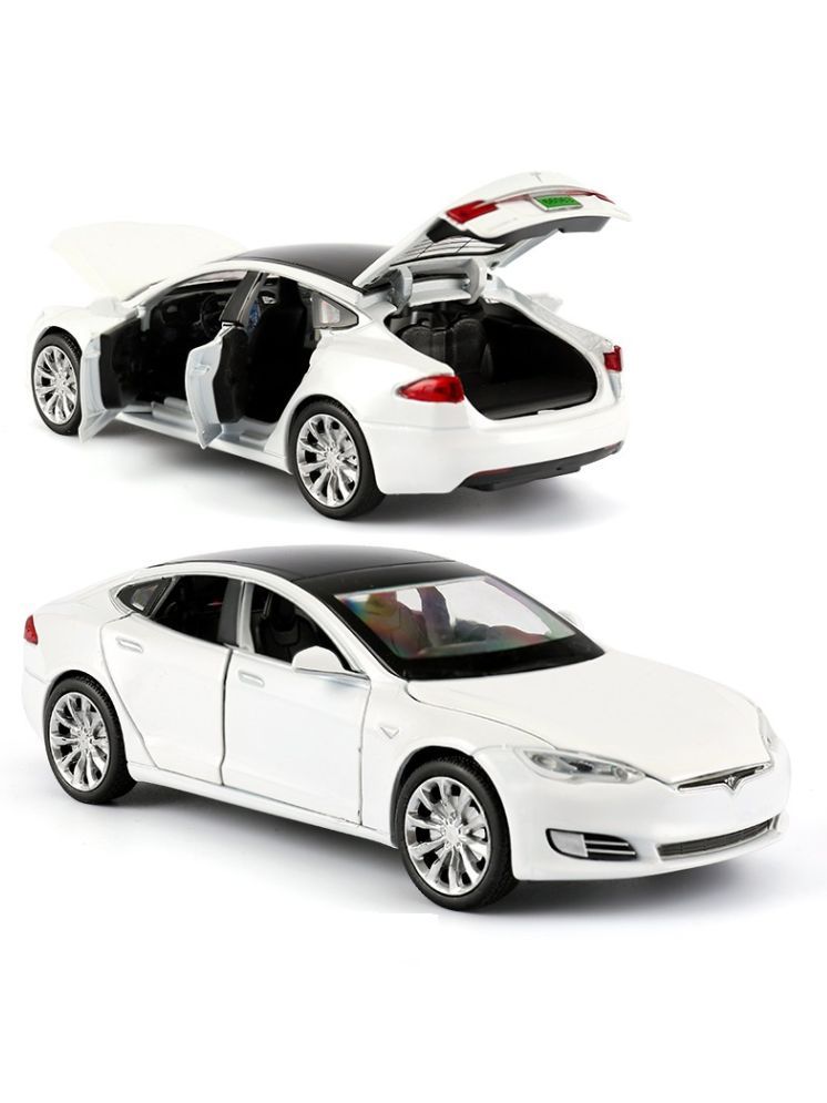     			PANSHUB 1:32 Tesla S Diecast Alloy Metal Pull Back Die-cast Car with Openable Doors & Light, Music Model Car for Boys (Pack of :1) (1:32 Tesla Car - White)