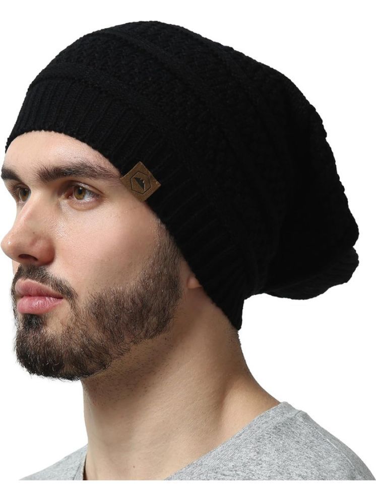     			Paryag Black Woollen Men's Cap ( Pack of 1 )