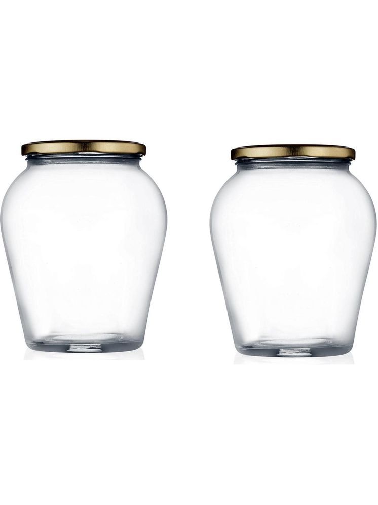     			Somil Glass Contanier Glass Transparent Cookie Container ( Set of 2 )