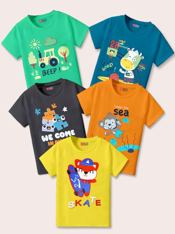     			Supersquad Pack of 5 Baby Boys Cotton T-Shirt ( Multi )