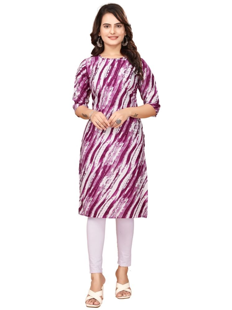     			VACHHARAJ GROUP Crepe Printed Straight Women's Kurti - Purple ( Pack of 1 )