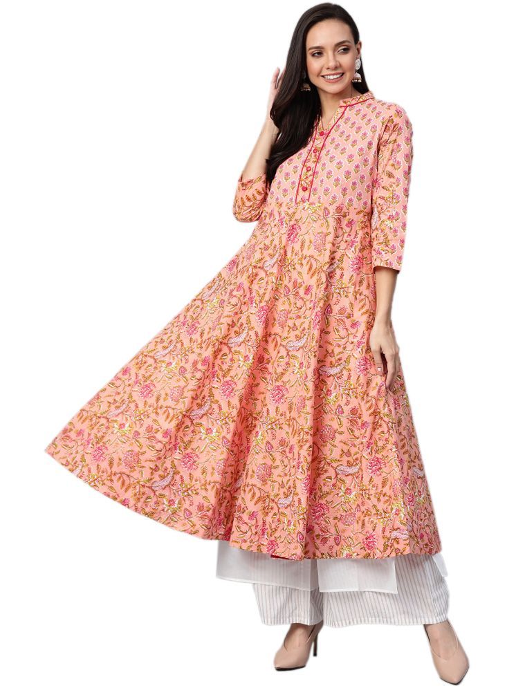     			Yash Gallery Cotton Printed Anarkali Women's Kurti - Pink ( Pack of 1 )