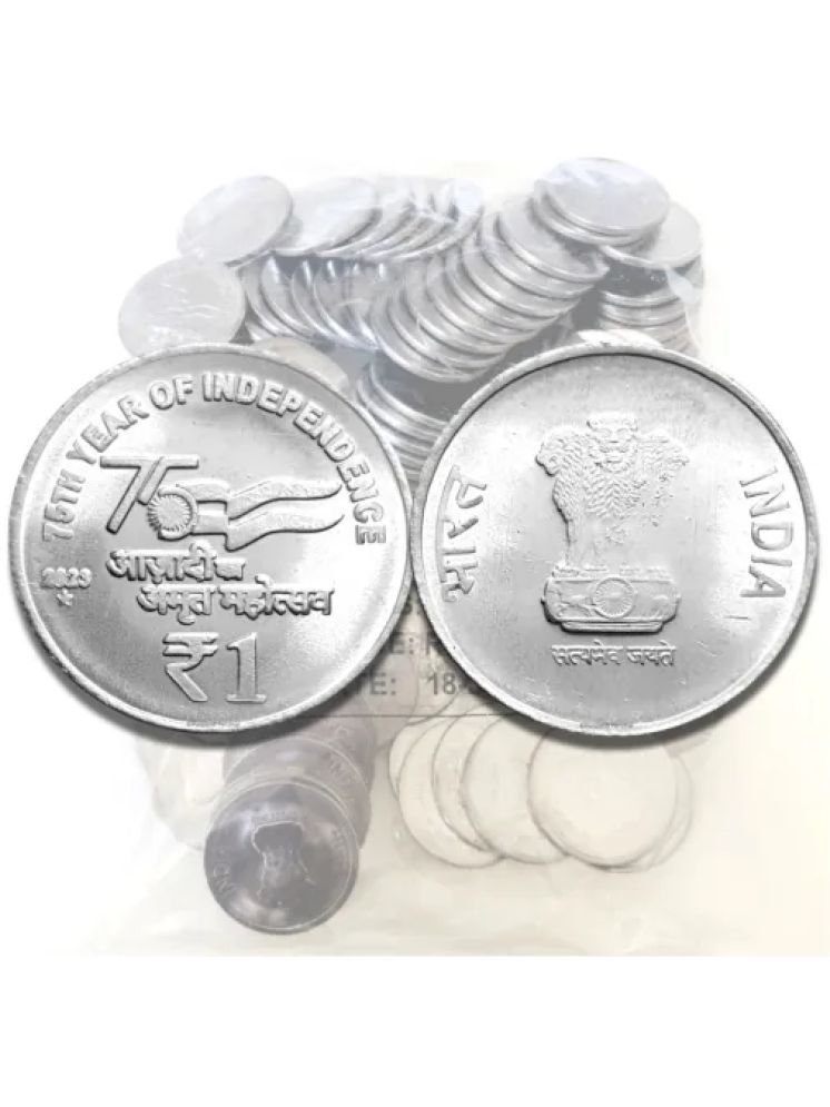     			1 Rupee of 2023 of 75th Years Independence of India Hyderabad Mint 100 Coins Sealed Packet