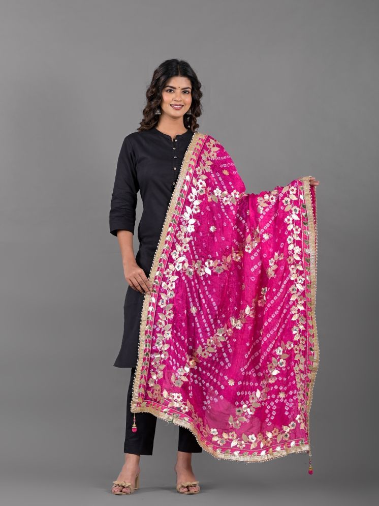     			Anjaneya Creations Pink Silk Women's Dupatta - ( Pack of 1 )