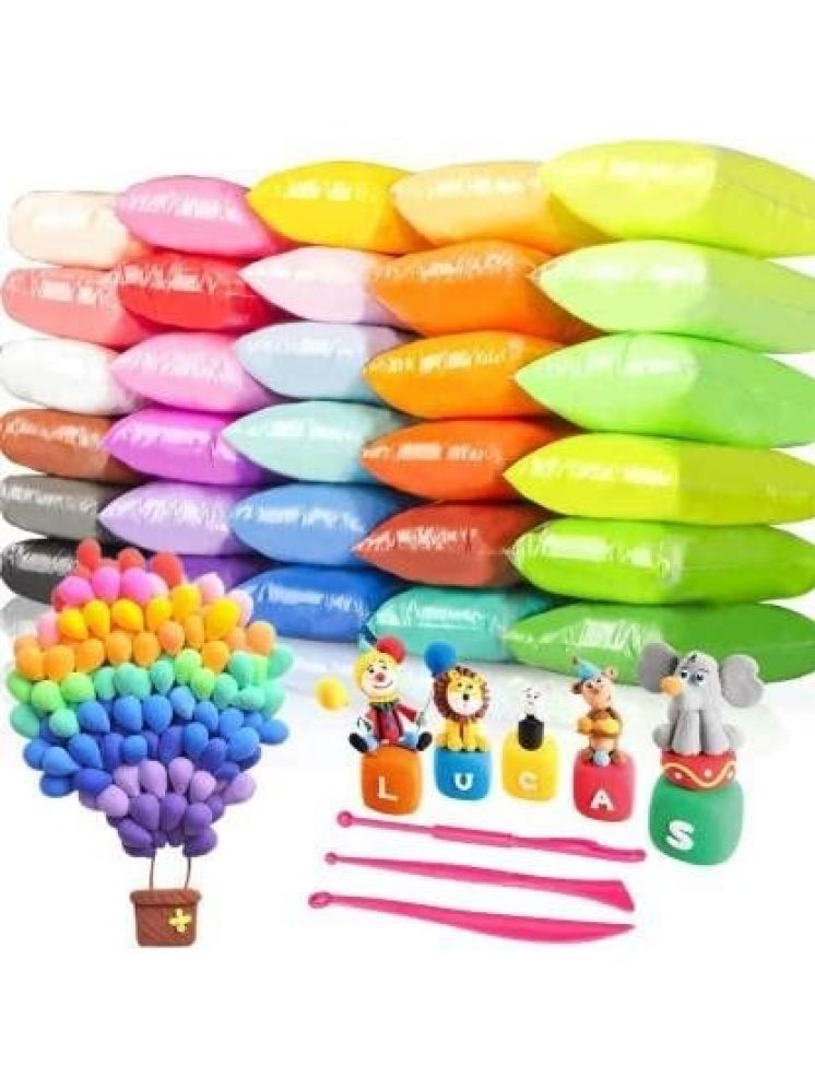     			Eclet (Pack of 12) Air Dry Clay, Colorful Children Soft Clay, Creative Art Crafts, Gifts for Kids-Multi Color. Non-Toxic Modeling Magic Fluffy Foam Bouncing Clay Putty Kit for Kids with Tools.58