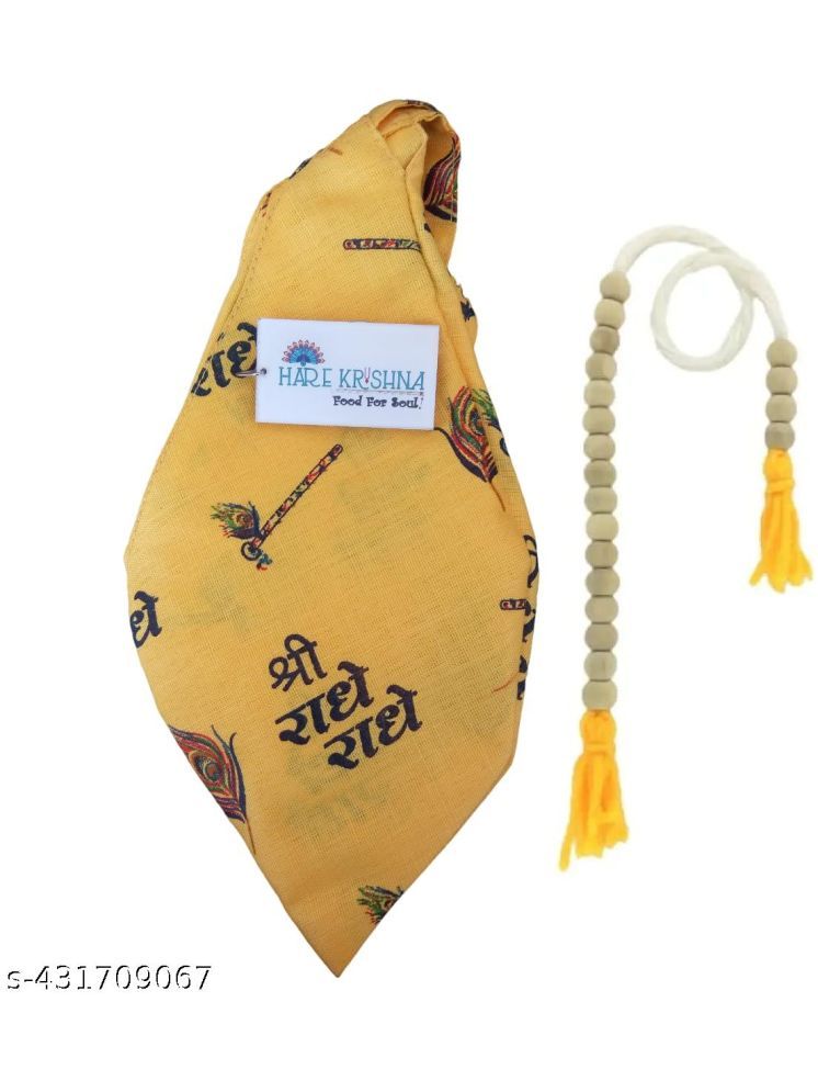     			Hare Krishna Food For Soul Yellow Jholi | Flute Printed Jholi | Jaap Mala Jholi Japa Mala Bag/Gaumukhi 1 ( Pack of 1 )