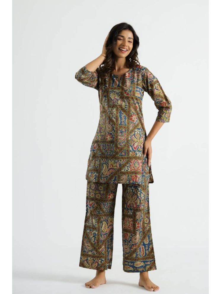     			Label Flavia Multi Color Printed Pant Top Set