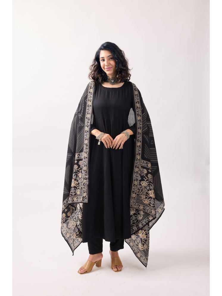     			TOOCHKI Rayon Solid Anarkali Women's Kurti with Dupatta - Black ( Pack of 1 )