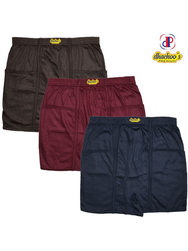     			dhachoos premium Pack of 3 Cotton Blend Men's Trunks ( Multicolor ) pocket trunks