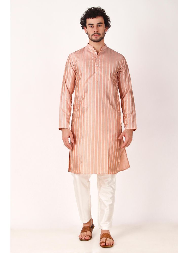     			koshin Pink Silk Regular Fit Men's Kurta Pyjama Set ( Pack of 1 )