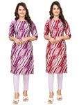 DESIGHER DREAM Crepe Printed A-line Women's Kurti - Purple,Red ( Pack of 2 )