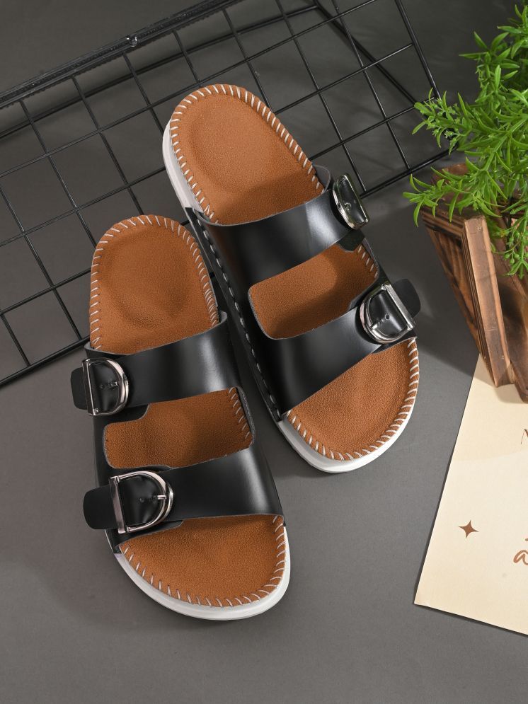     			Aadi Black Floater Sandals