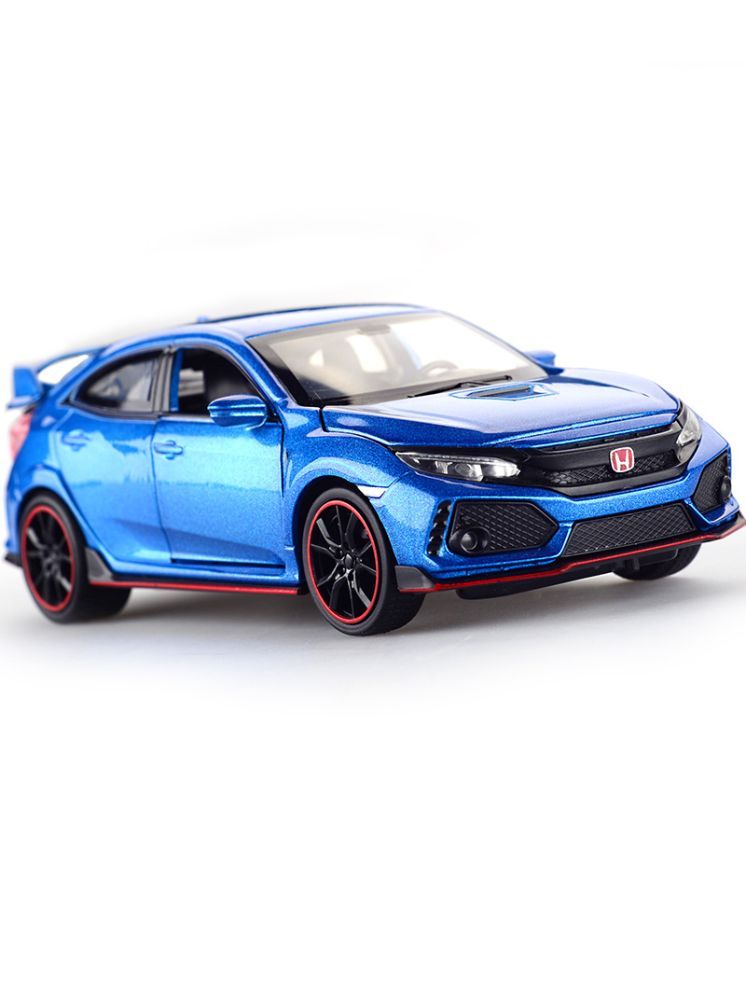     			Bluebell 1:32 Blue Honda Civic Exclusive Alloy Metal Car, Die-Cast Pull Back Toy Car with Openable Doors, Lights & Music for Kids (Pack of 1; Color As Per Stock)