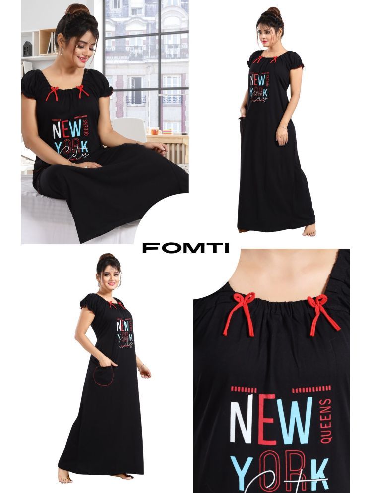     			FOMTI Black Cotton Women's Nightwear Nighty & Night Gowns ( Pack of 1 )