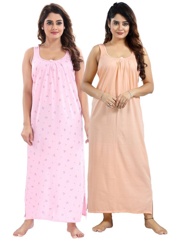     			INNER BEATS Multicolor Cotton Blend Women's Nightwear Nighty & Night Gowns ( Pack of 2 )