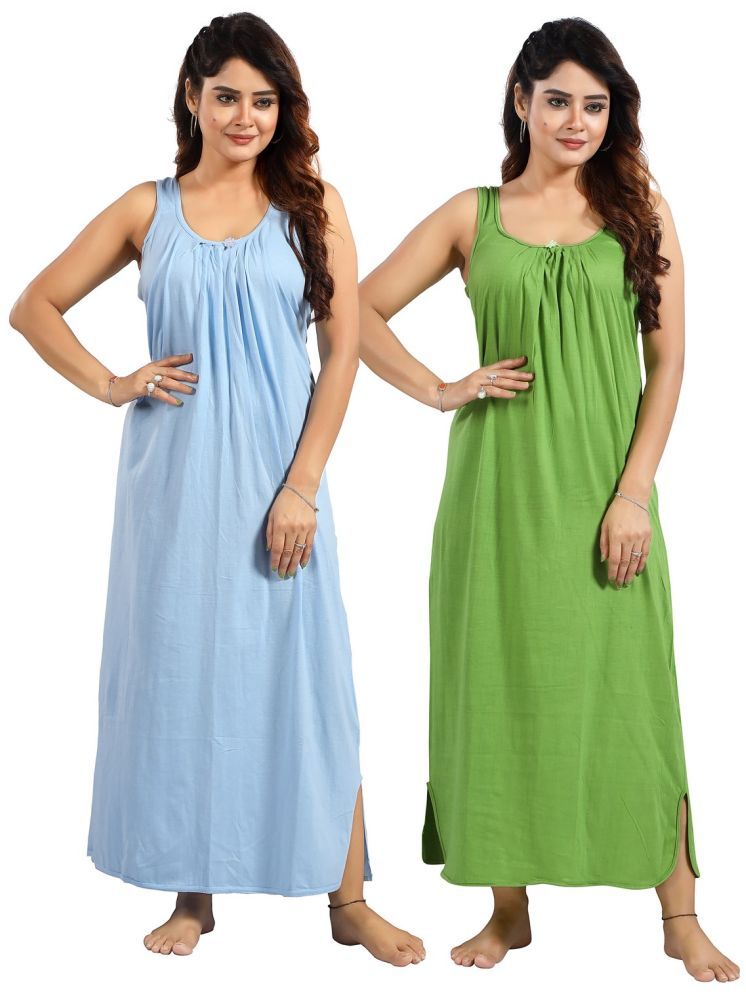     			INNER BEATS Multicolor Cotton Blend Women's Nightwear Nighty & Night Gowns ( Pack of 2 )