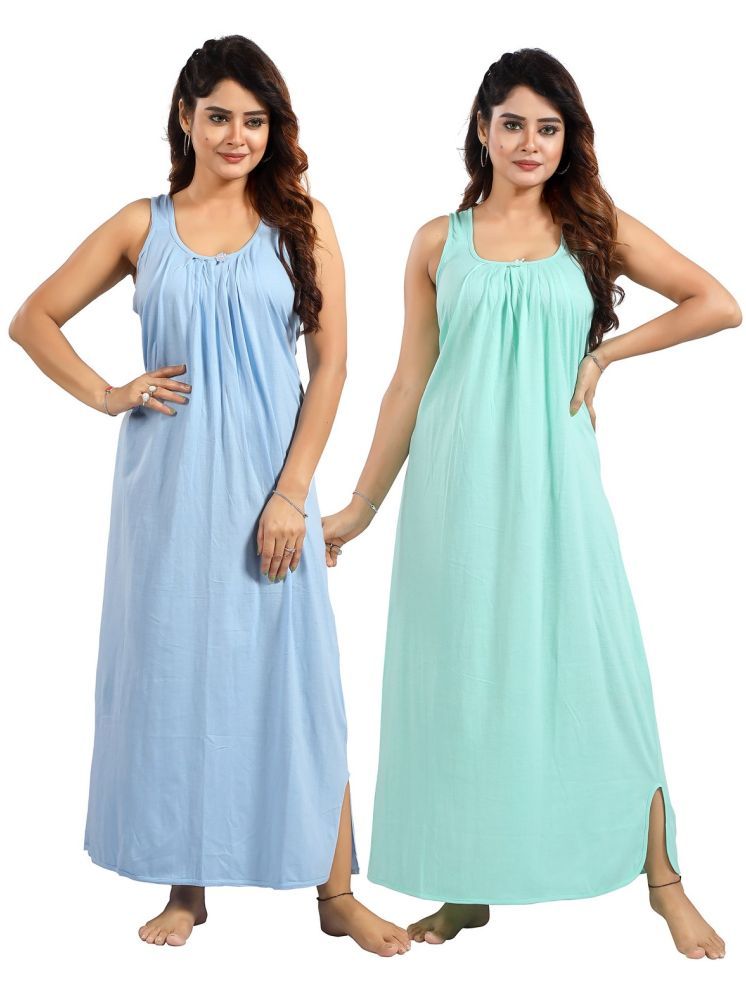     			INNER BEATS Multicolor Cotton Blend Women's Nightwear Nighty & Night Gowns ( Pack of 2 )