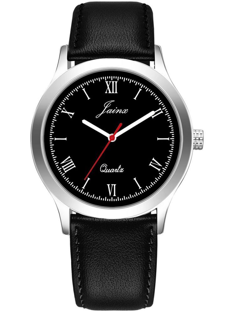     			Jainx Black Leather Analog Men's Watch