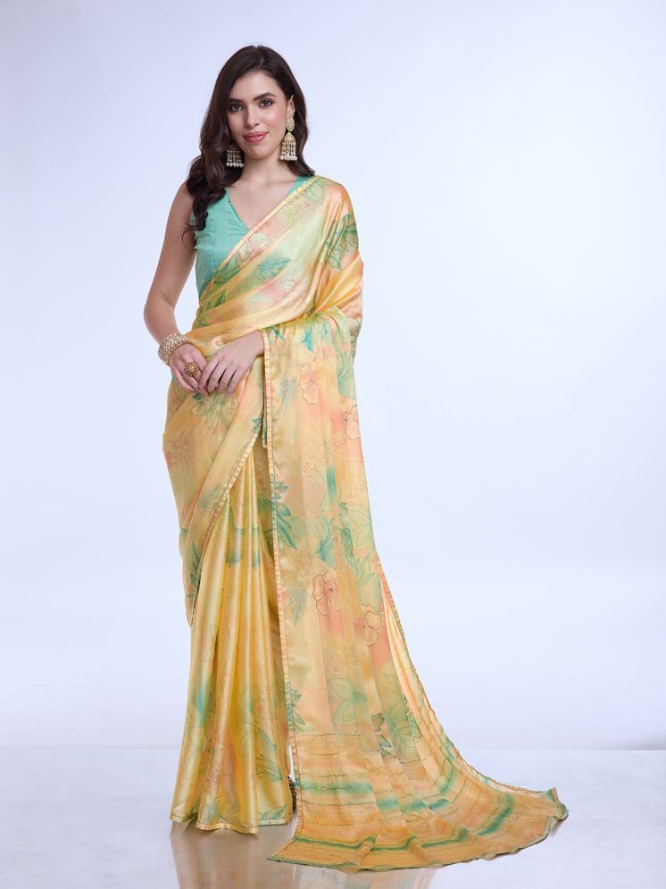     			Rekha Maniyar Chiffon Printed Saree With Blouse Piece - Light Green ( Pack of 1 )