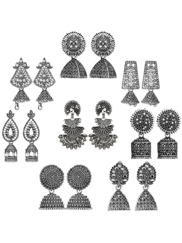     			Thrill Silver Jhumki Earrings ( Pack of 8 )