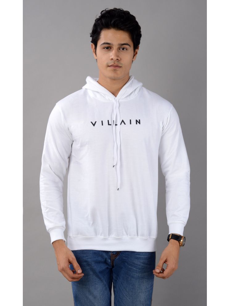     			VILLAIN Fleece Hooded Men's Sweatshirt - White ( Pack of 1 )