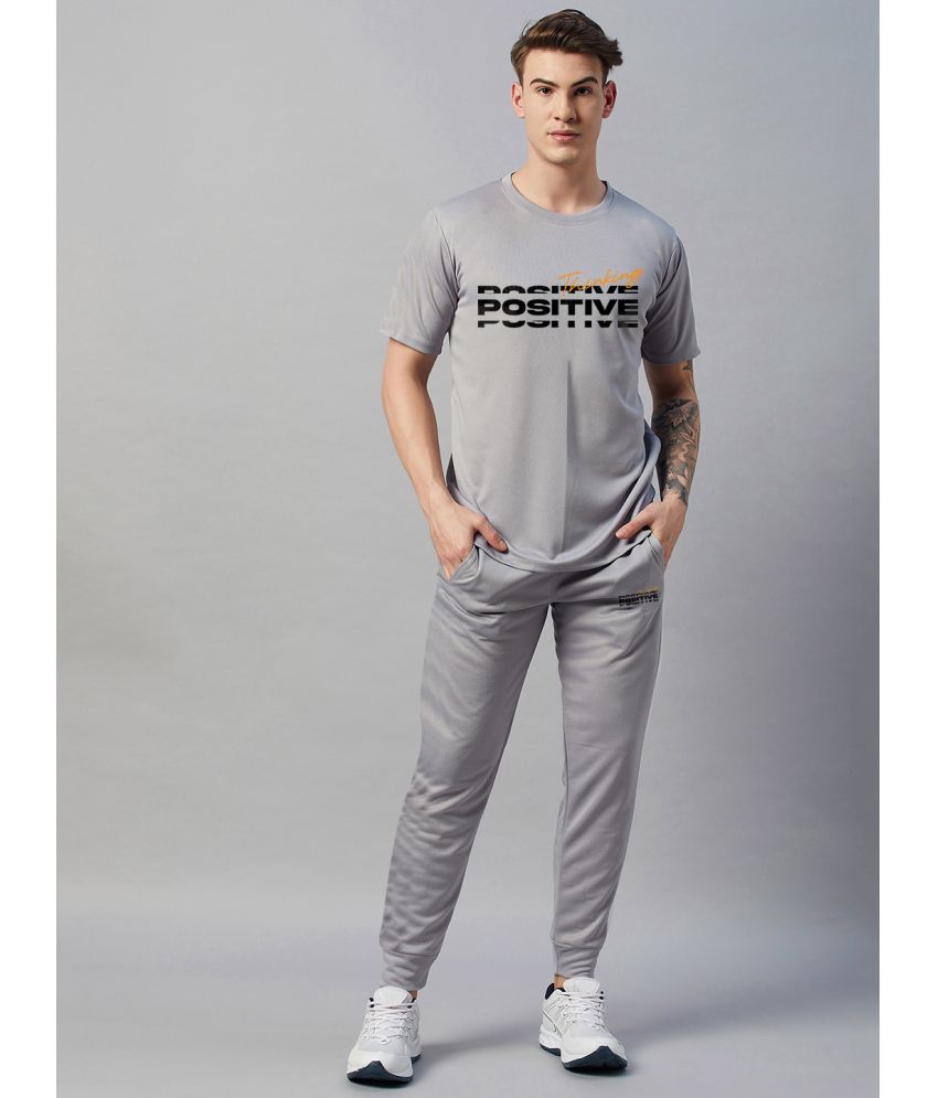     			Chrome & Coral Grey Polyester Relaxed Fit Men's Tracksuit ( Pack of 1 )