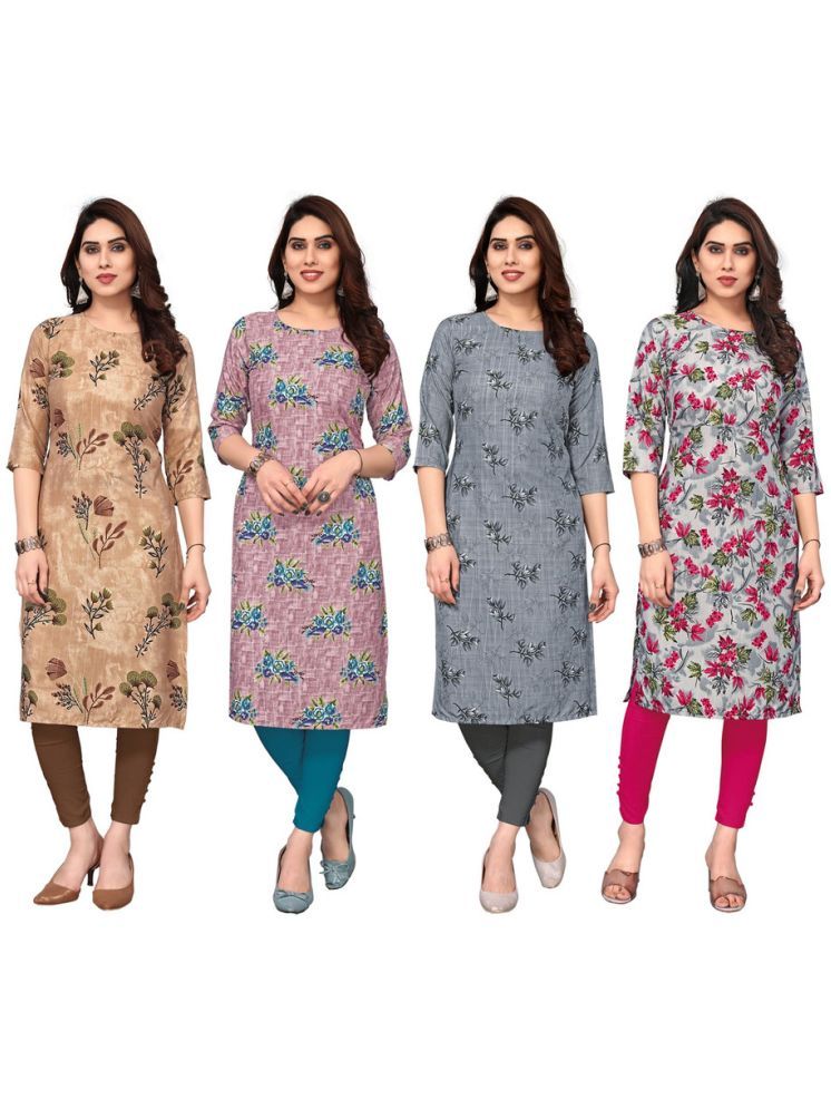     			KETAKI FASHION Crepe Printed Straight Women's Kurti - Multicolor ( Pack of 4 )