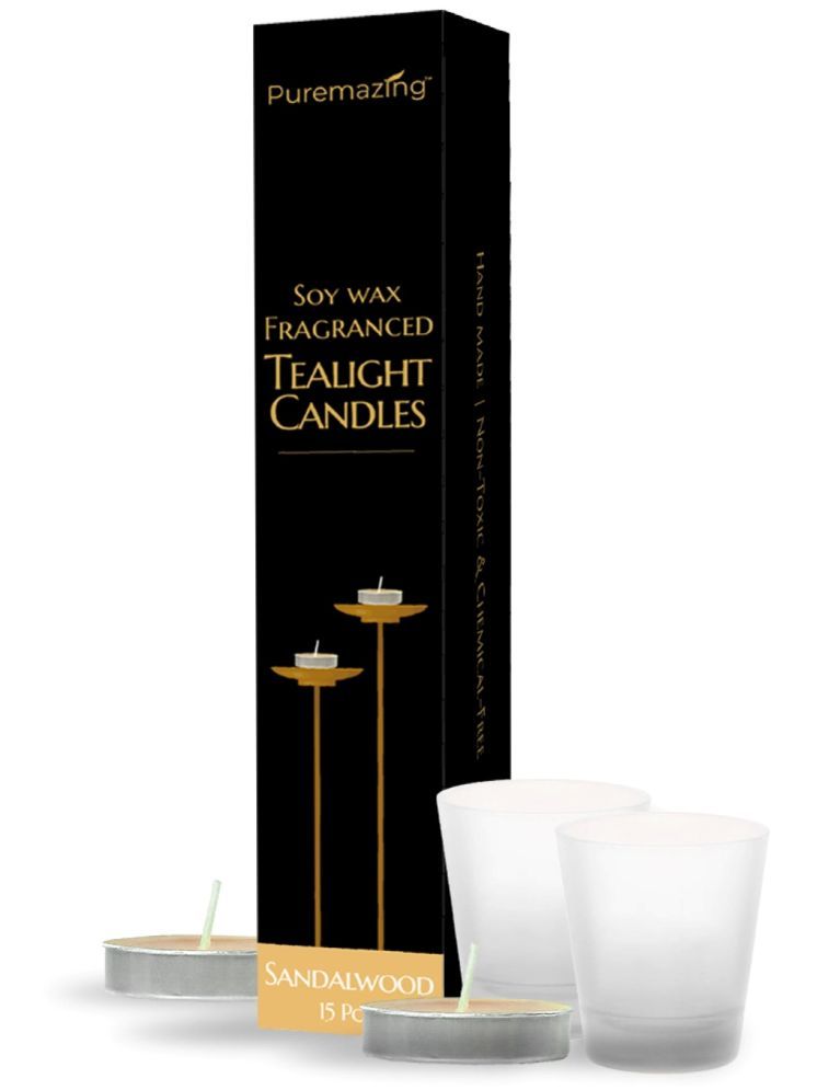     			Puremazing Yellow Sandalwood Wax Tea Light Candle 4 cm ( Pack of 1 )