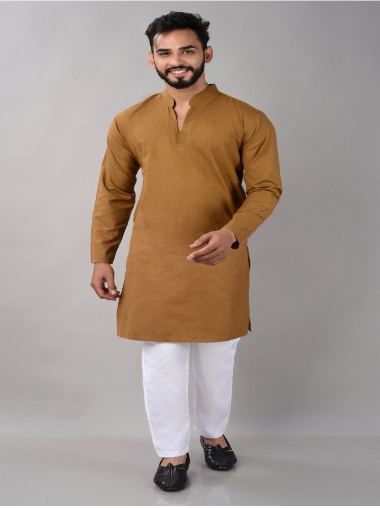     			VILLAIN Brown Cotton Blend Regular Fit Men's Kurta Pyjama Set ( Pack of 1 )