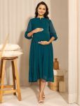 Janasya Blue Georgette Maternity Kurta Single