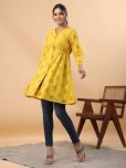 Janasya Mustard Cotton Women's Tunic ( Pack of 1 )