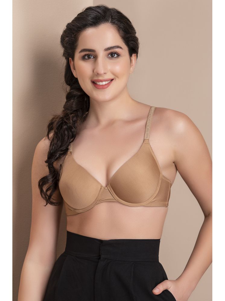     			Clovia Beige Nylon Heavily Padded Women's T-Shirt Bra ( Pack of 1 )