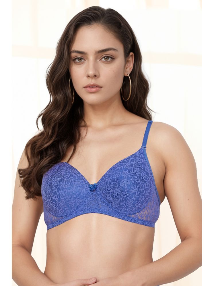     			Clovia Pack of 1 Lace Lightly Padded Women's Everyday Bra ( Blue ) BR1000R08