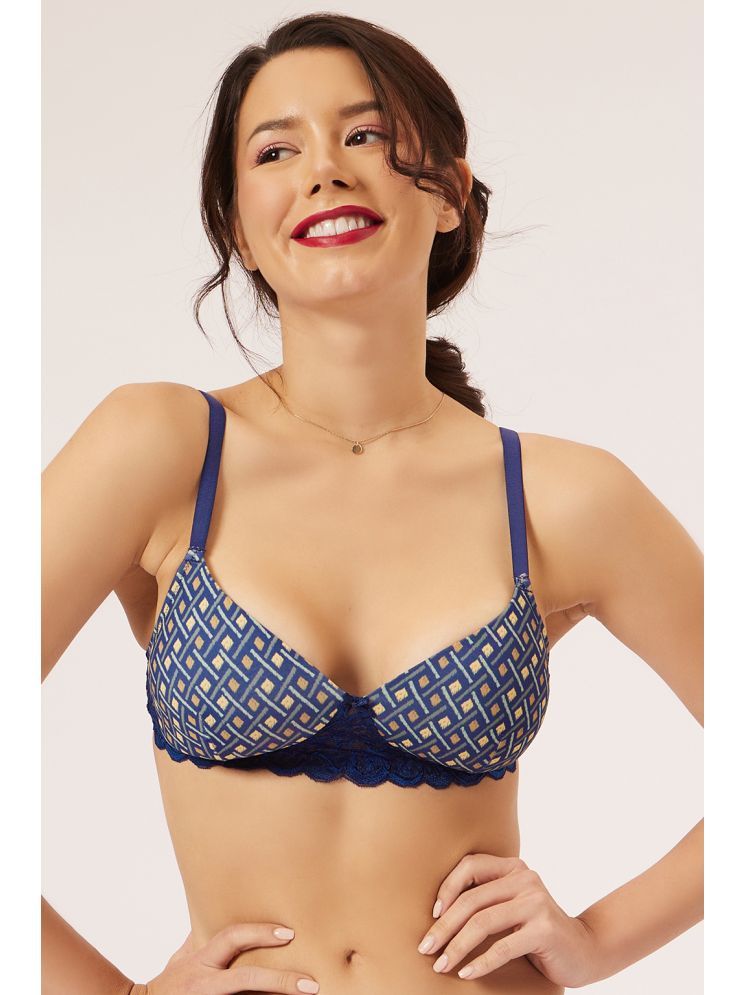     			Clovia Nylon Lightly Padded Women's T-Shirt Bra ( Blue ) BR1806R08