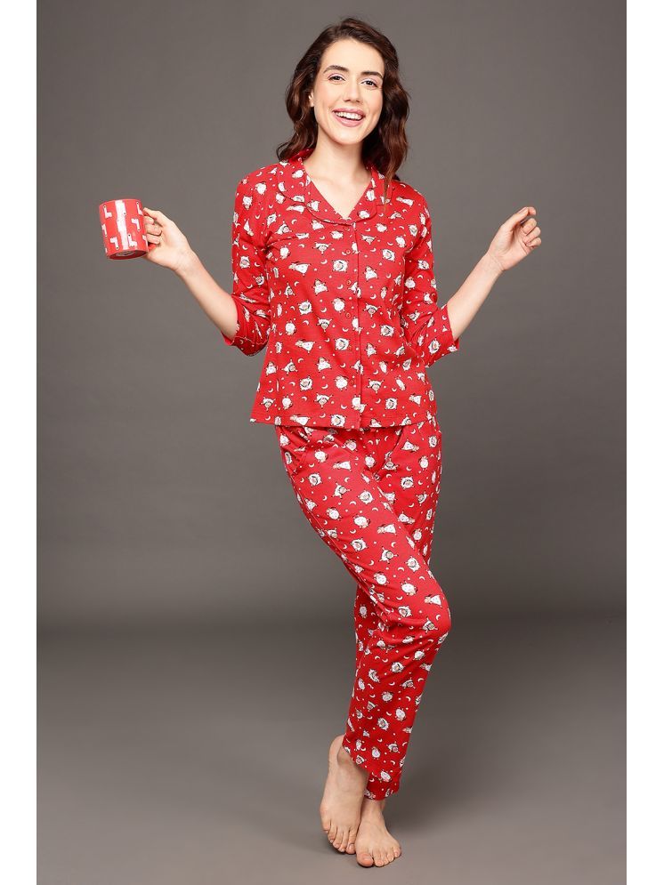     			Clovia Red Cotton Women's Nightwear Nightsuit Sets ( Pack of 1 )