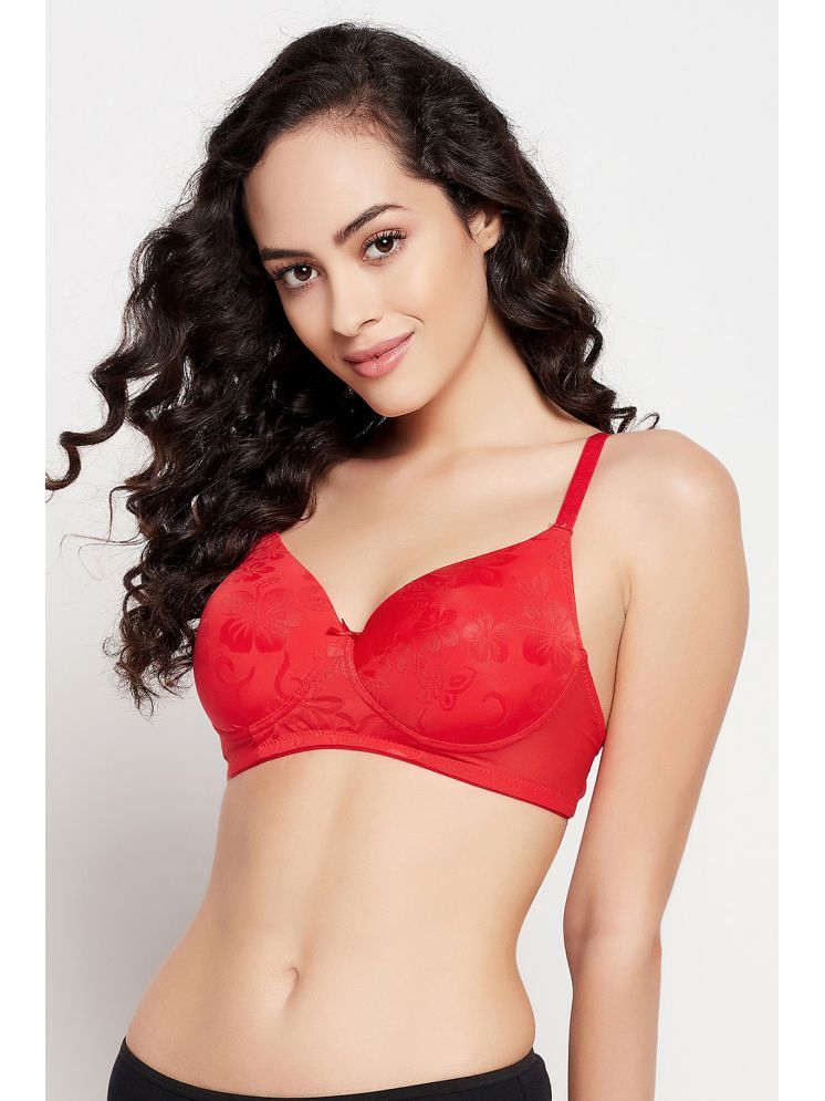     			Clovia Lace Lightly Padded Women's T-Shirt Bra ( Red ) BR2332R04